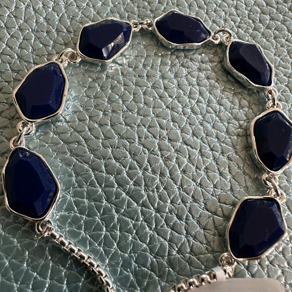 Style&Co Silver Tone and Navy Lariat Bracelet - Picture 1 of 5